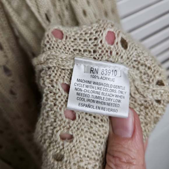 Charter Club Women's Tan Open Knit Cardigan Sweater Size L - Picture 6 of 9